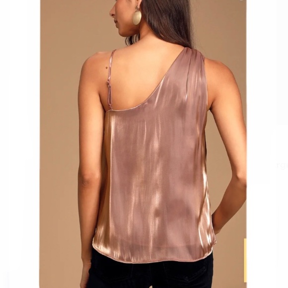 Free People Shimmy Shimmy Mauve Pink Metallic One-Shoulder Top - Picture 4 of 13